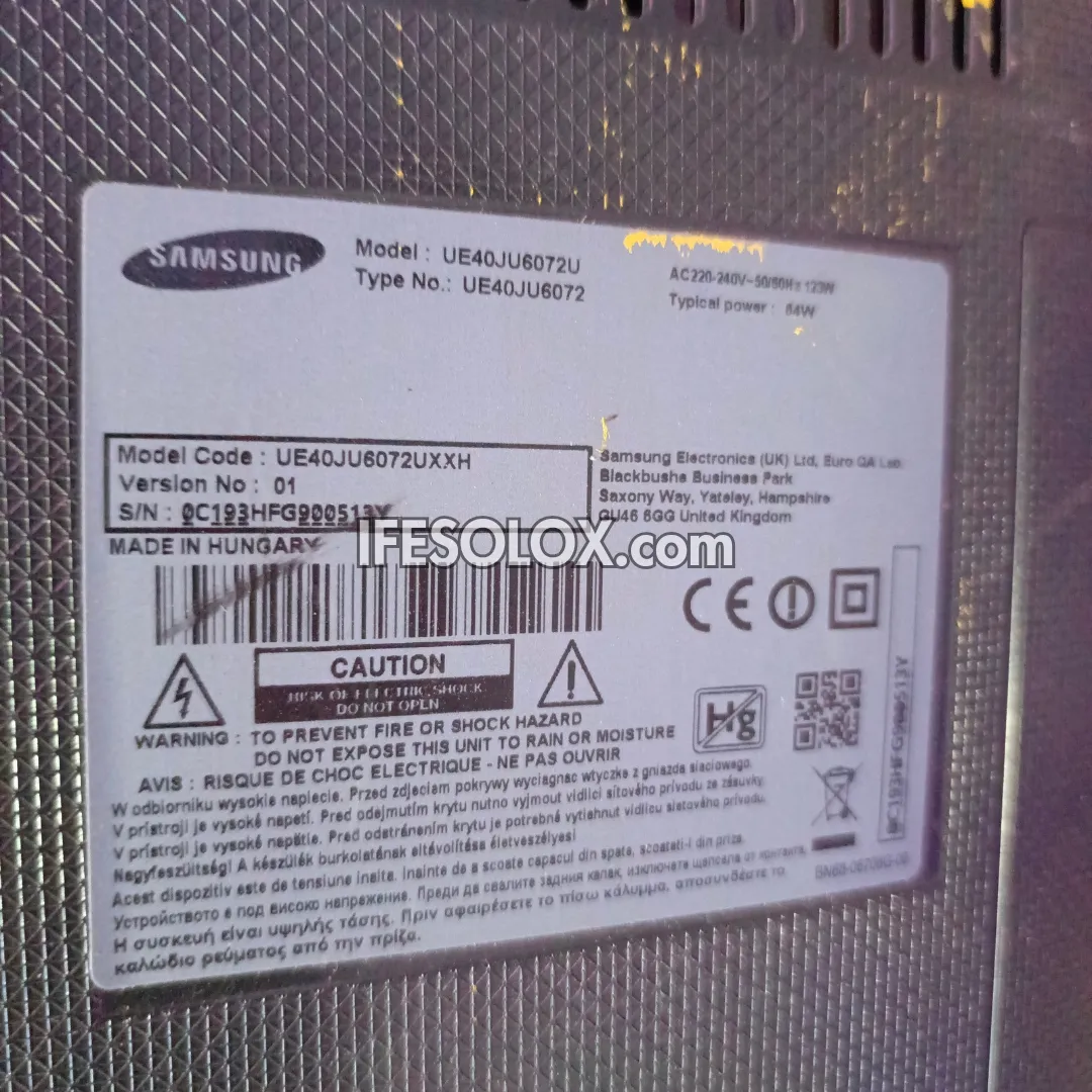 SAMSUNG 40 Inch UE40JU6000 Series Smart 4K UHD LED TV (Bluetooth, WiFi, Miracast) - UK Used