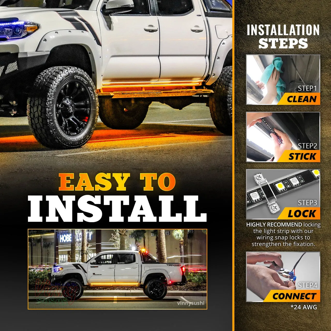 Sidekick Sequential Running Board 2PC Switchback LED Strip Kit