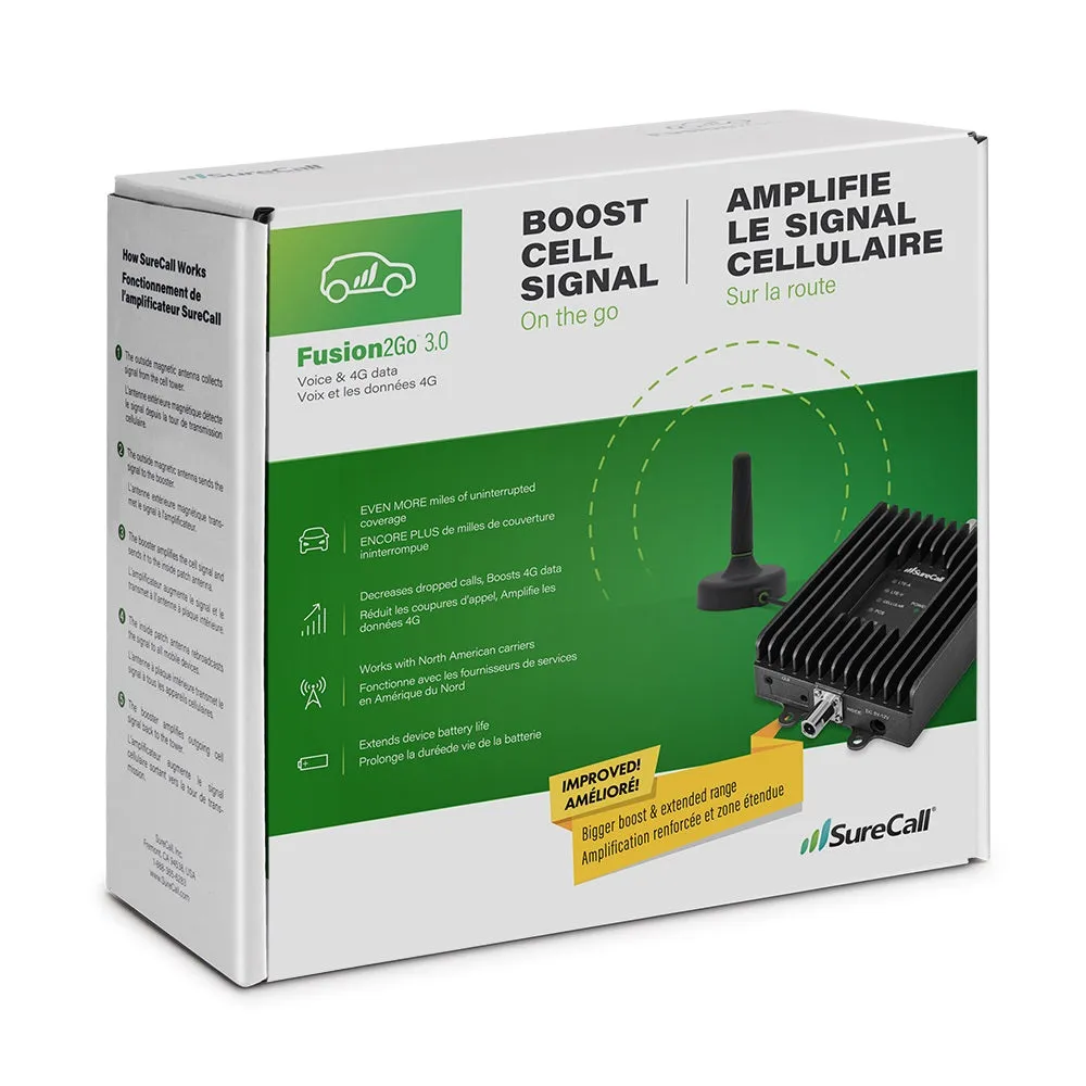 SureCall Fusion2Go 3.0  Vehicle Cell Signal Booster Kit, Boosts 5G/4G LTE for All Canadian Carriers | ISED Approved