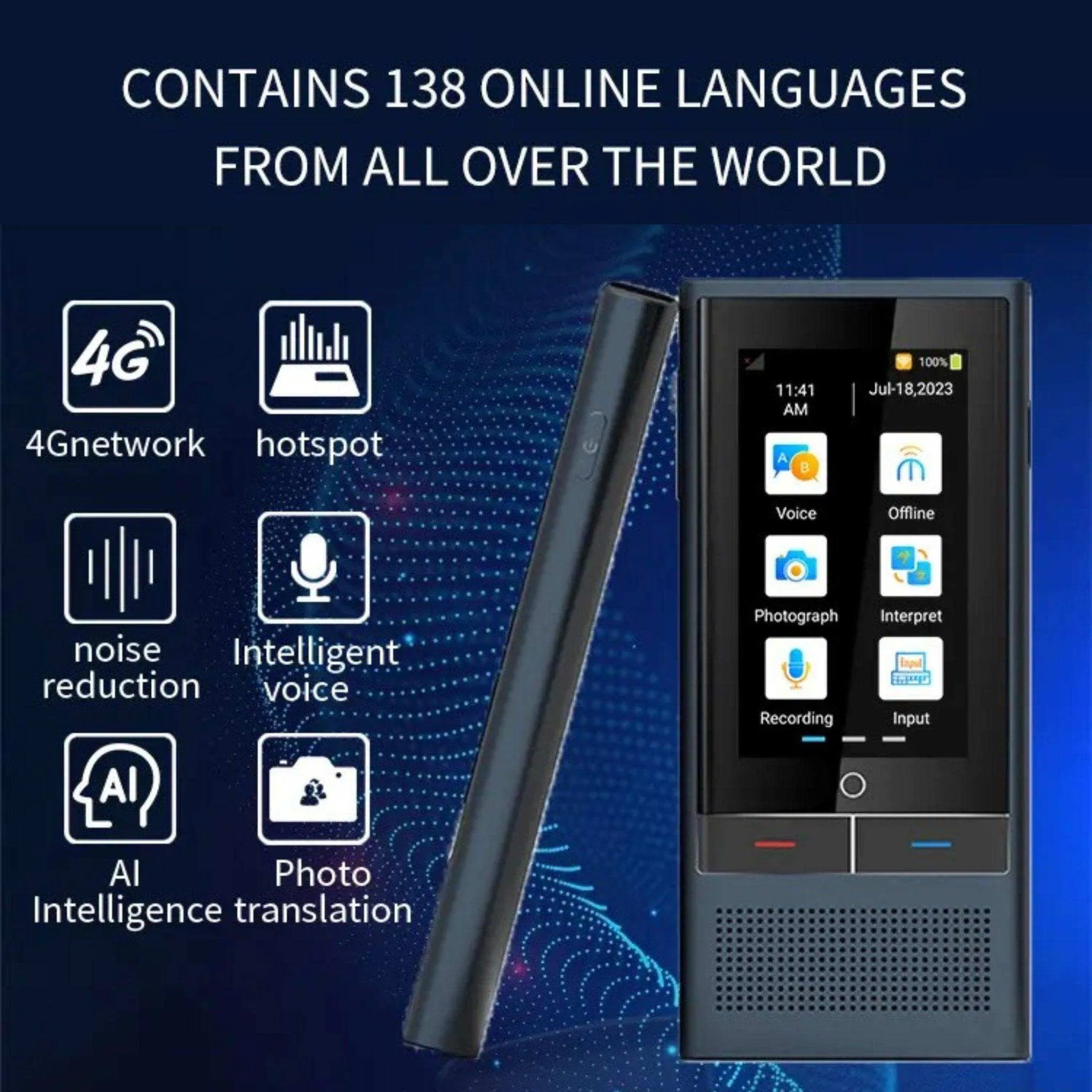 TUTT Z6 4G AI Language Voice and Image Translator Two Way | Simultaneous Interpretation | 1G 16G ROM AI Assistance | 138 Online 19 Offline | Micro SIM Card