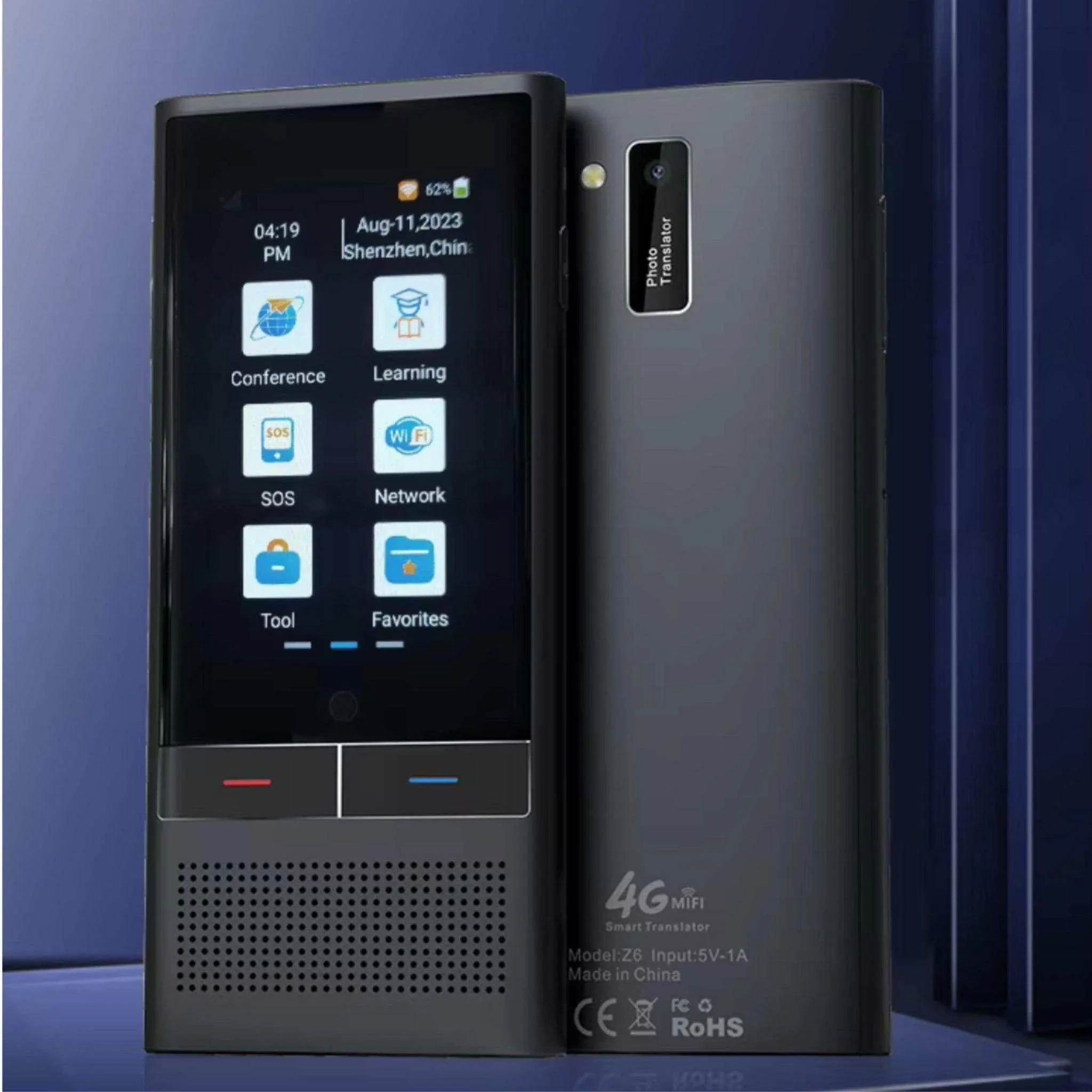 TUTT Z6 4G AI Language Voice and Image Translator Two Way | Simultaneous Interpretation | 1G 16G ROM AI Assistance | 138 Online 19 Offline | Micro SIM Card