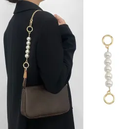 Underarm bag strap extension accessory, pearl extension chain, metal chain strap modification for bags.