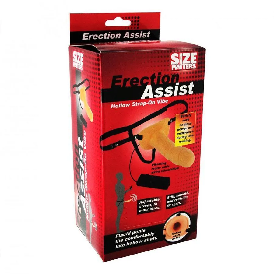 Vibrating Erection Assist Hollow Strap On  6.5 Inch Penis Extension Strap On Sleeve Tan
