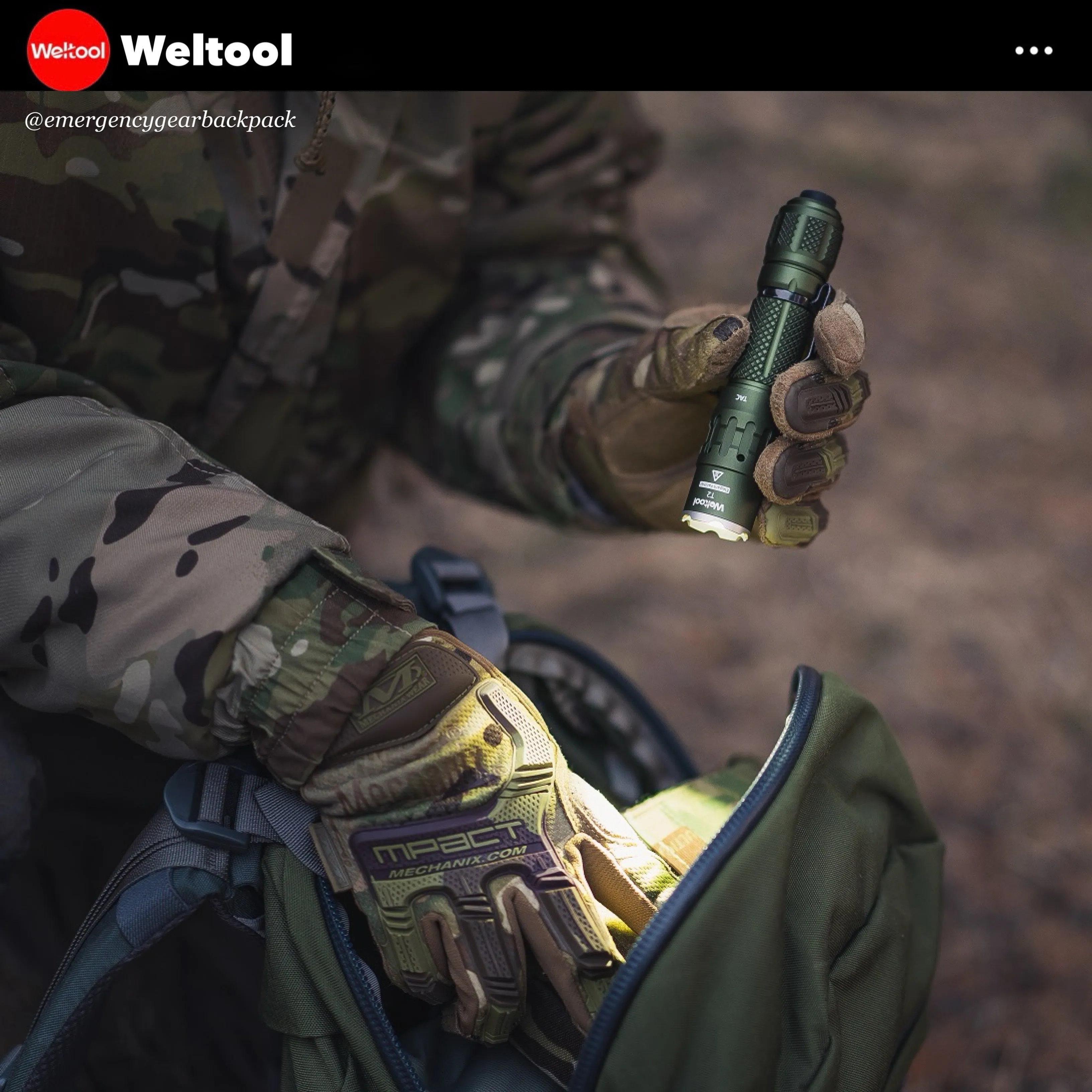 Weltool T2 TAC Tactical Flashlight 1900 Lumens 431M