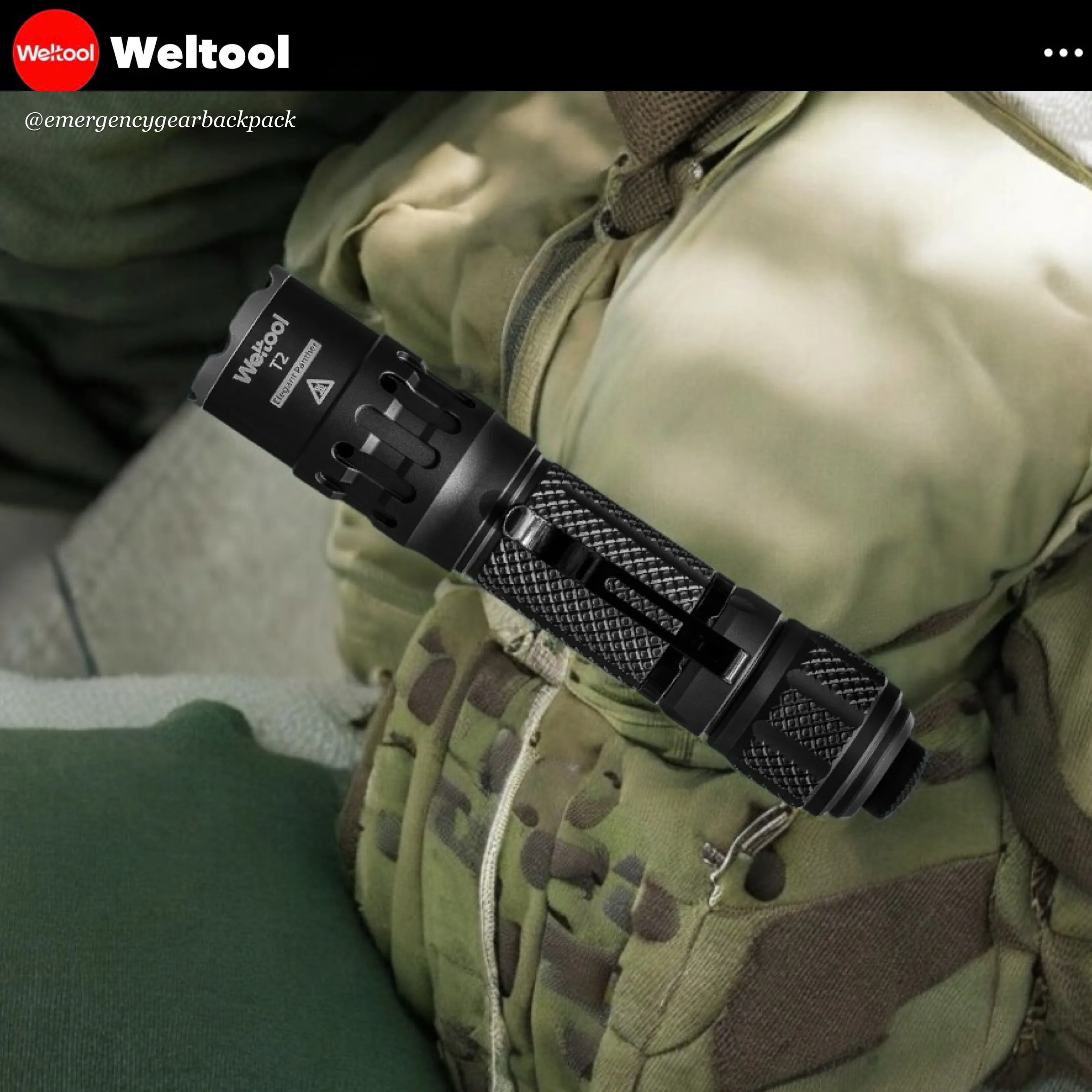 Weltool T2 TAC Tactical Flashlight 1900 Lumens 431M